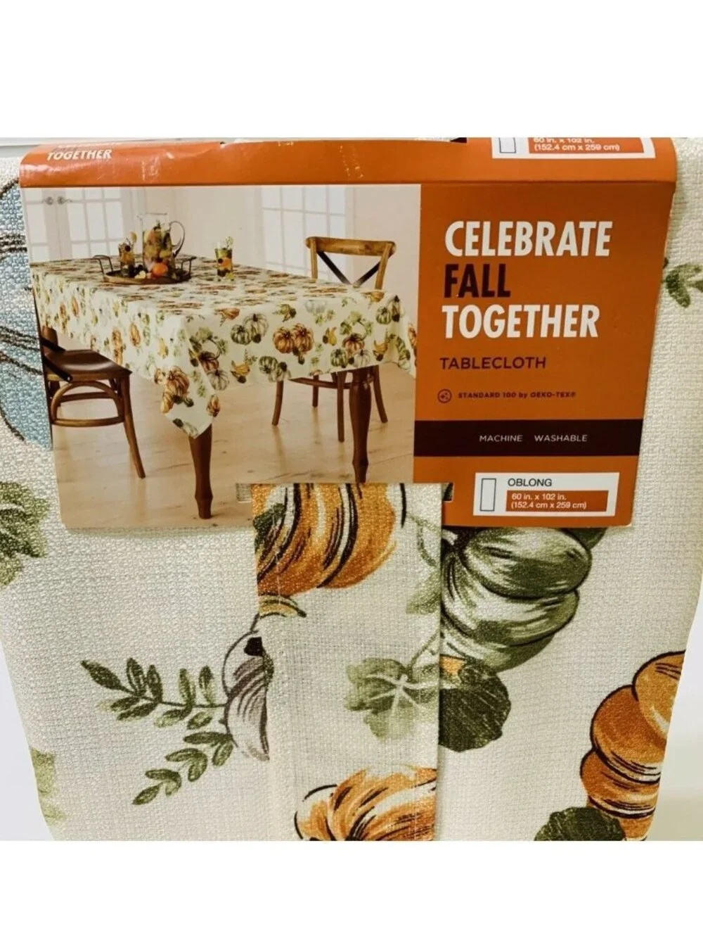 Celebrate Fall Together Pumpkin Toss Tablecloth - Oblong 60